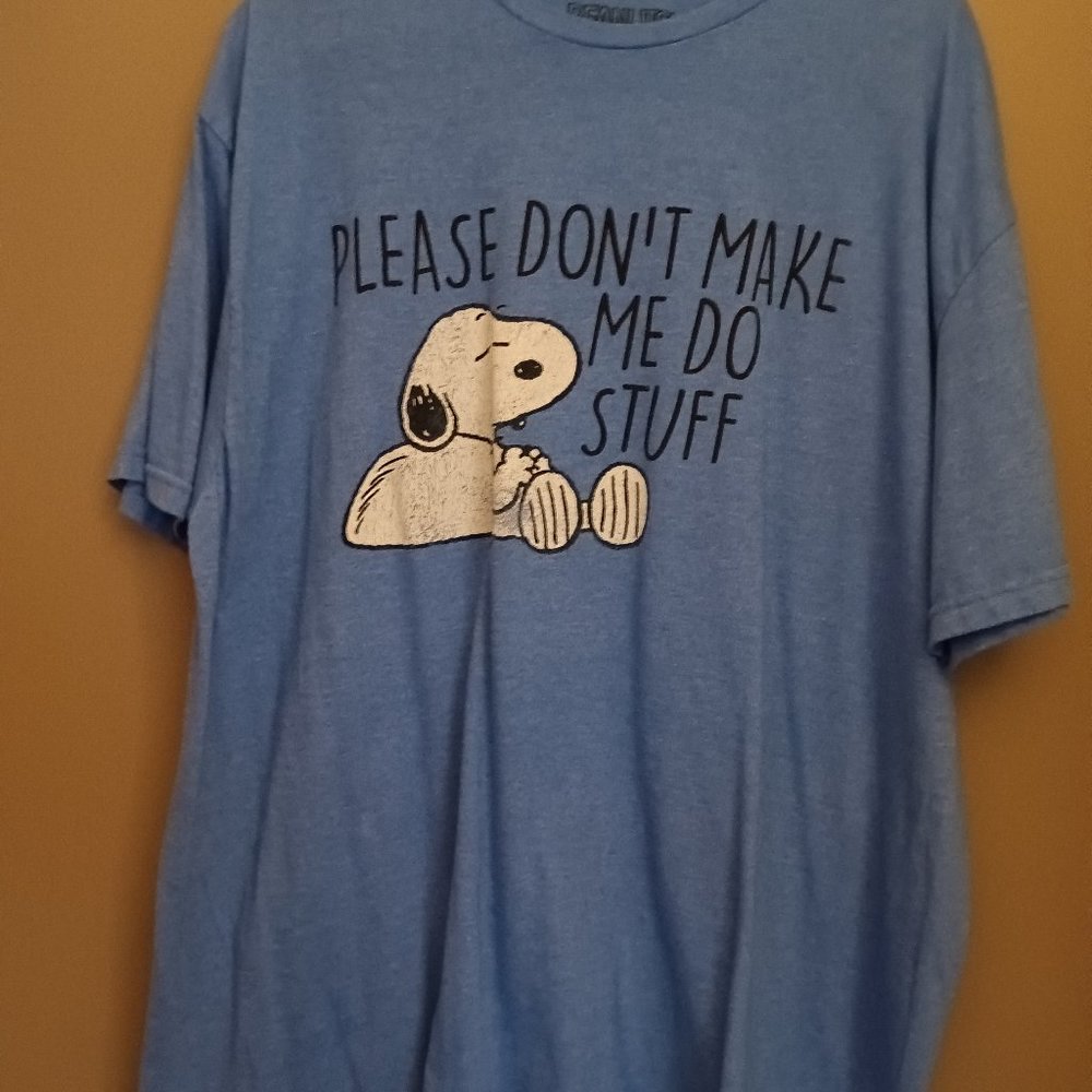 LIGHT BLUE  SNOOPY PLEASE DON'T MAKE ME DO STUFF 2XL T SHIRT